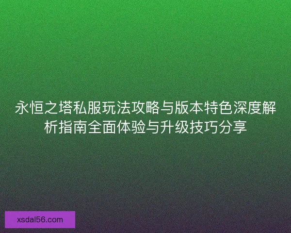 永恒之塔私服玩法攻略与版本特色深度解析指南全面体验与升级技巧分享