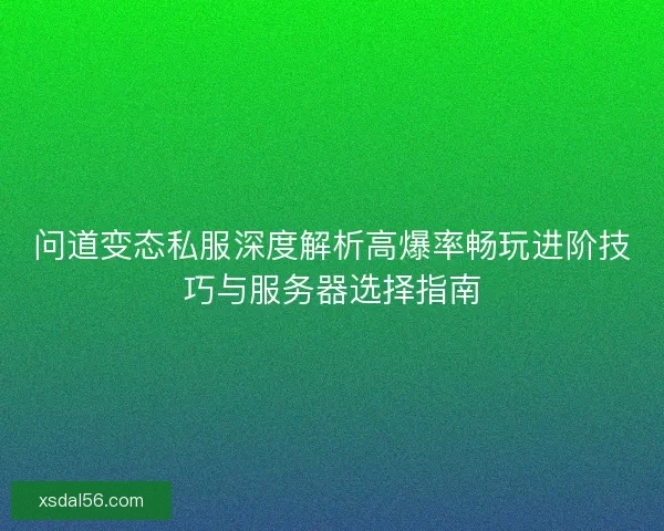 问道变态私服深度解析高爆率畅玩进阶技巧与服务器选择指南