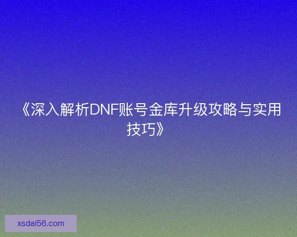 《深入解析DNF账号金库升级攻略与实用技巧》